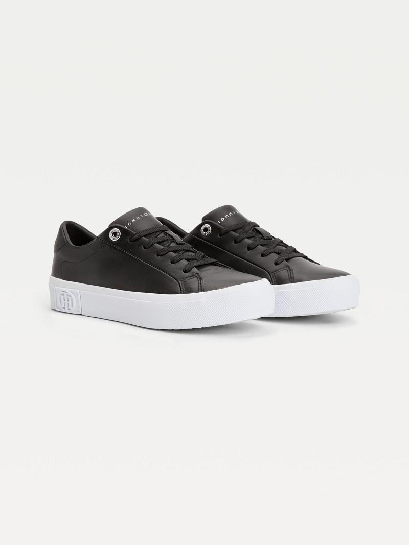 Baskets Tommy Hilfiger Cuir Creeper Femme Noir | FR_W21632