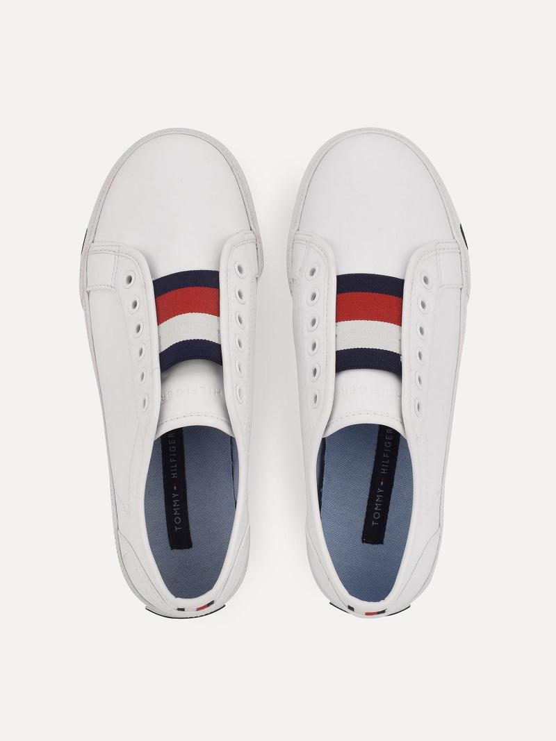 Baskets Tommy Hilfiger Flag Laceless Femme Blanche | FR_W21630