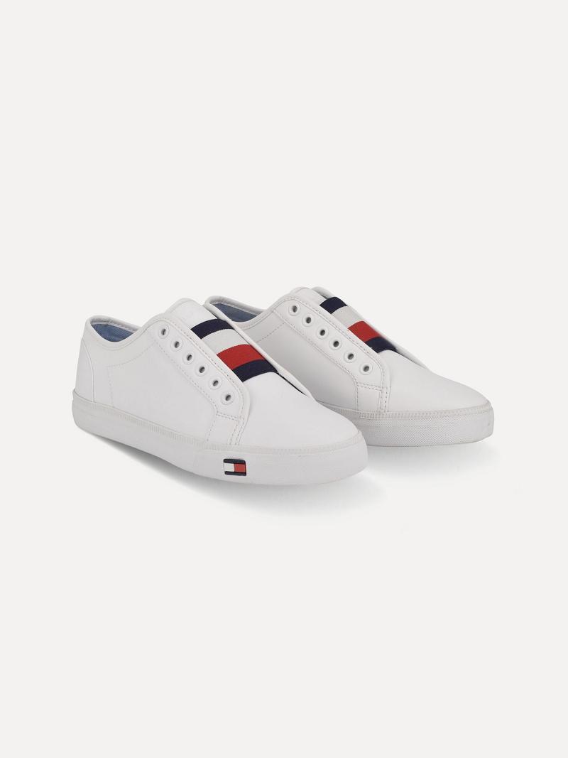 Baskets Tommy Hilfiger Flag Laceless Femme Blanche | FR_W21630