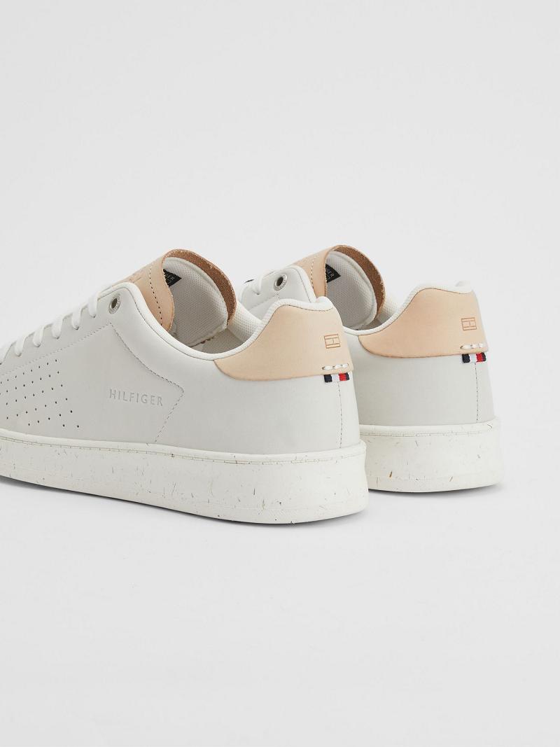 Baskets Tommy Hilfiger Perforated leather Homme Blanche | FR_M31626