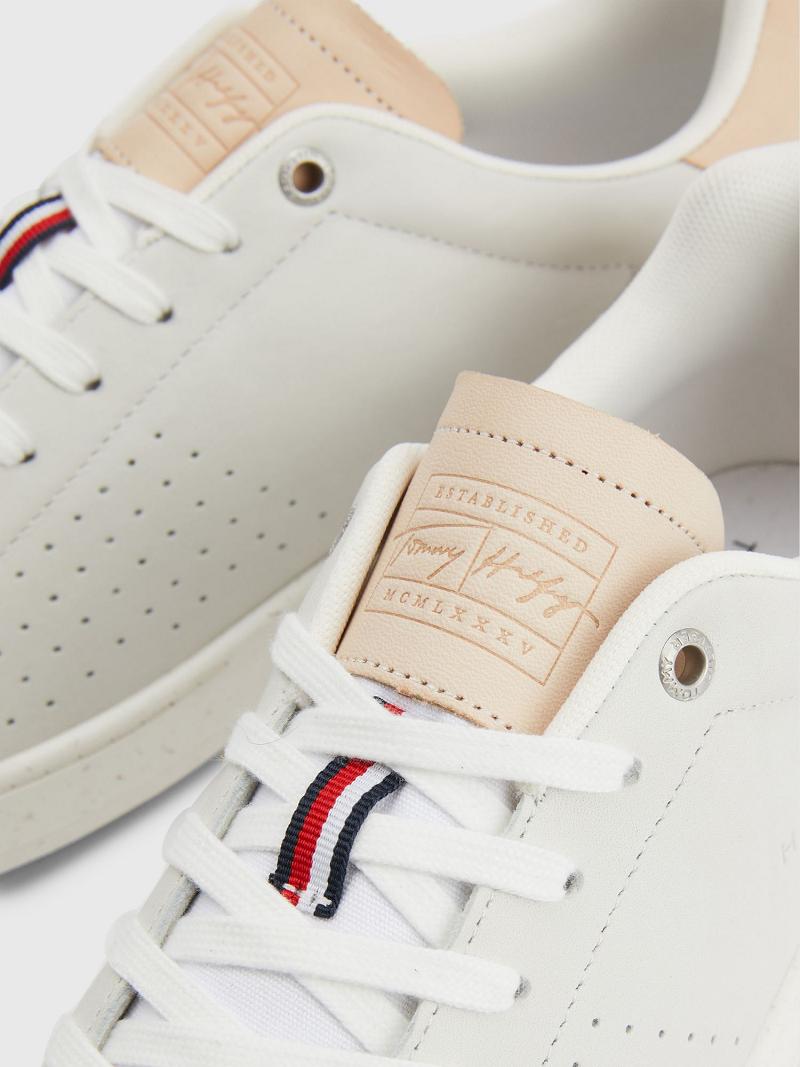 Baskets Tommy Hilfiger Perforated leather Homme Blanche | FR_M31626