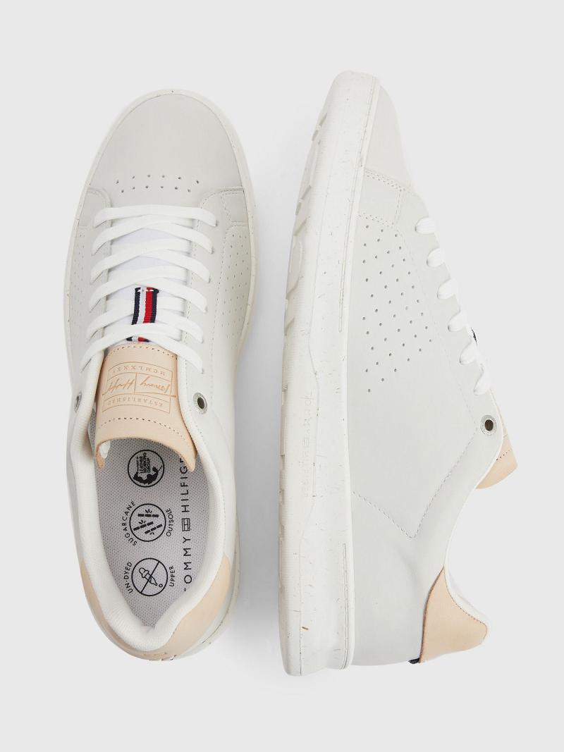 Baskets Tommy Hilfiger Perforated leather Homme Blanche | FR_M31626