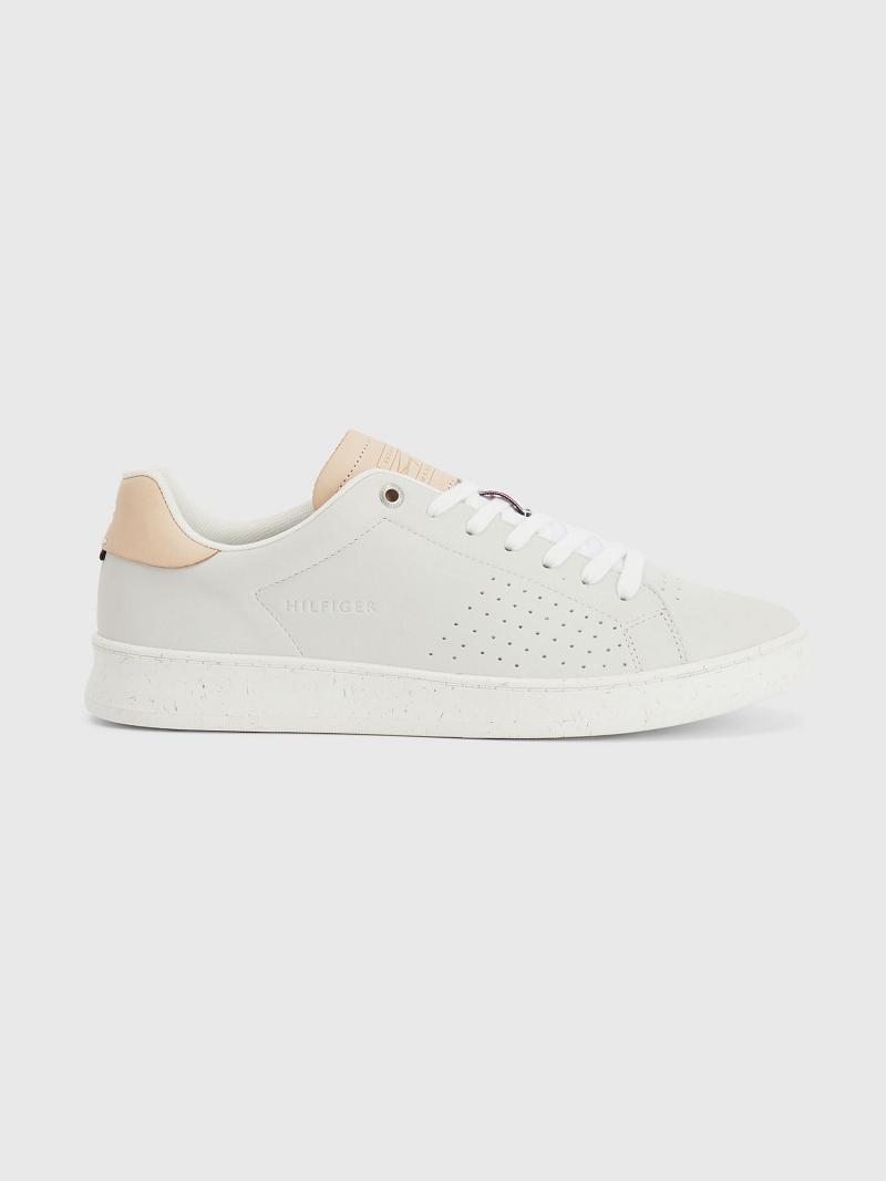 Baskets Tommy Hilfiger Perforated leather Homme Blanche | FR_M31626