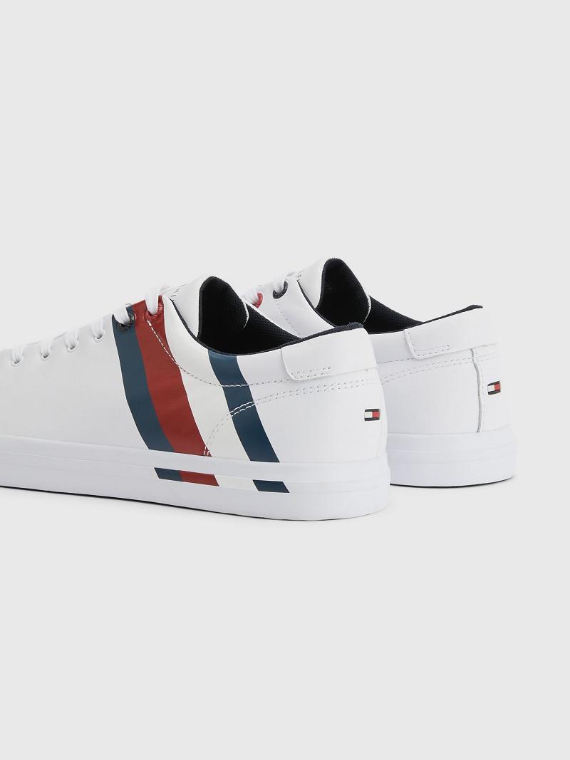 Baskets Tommy Hilfiger Stripe leather Homme Blanche | FR_M31631