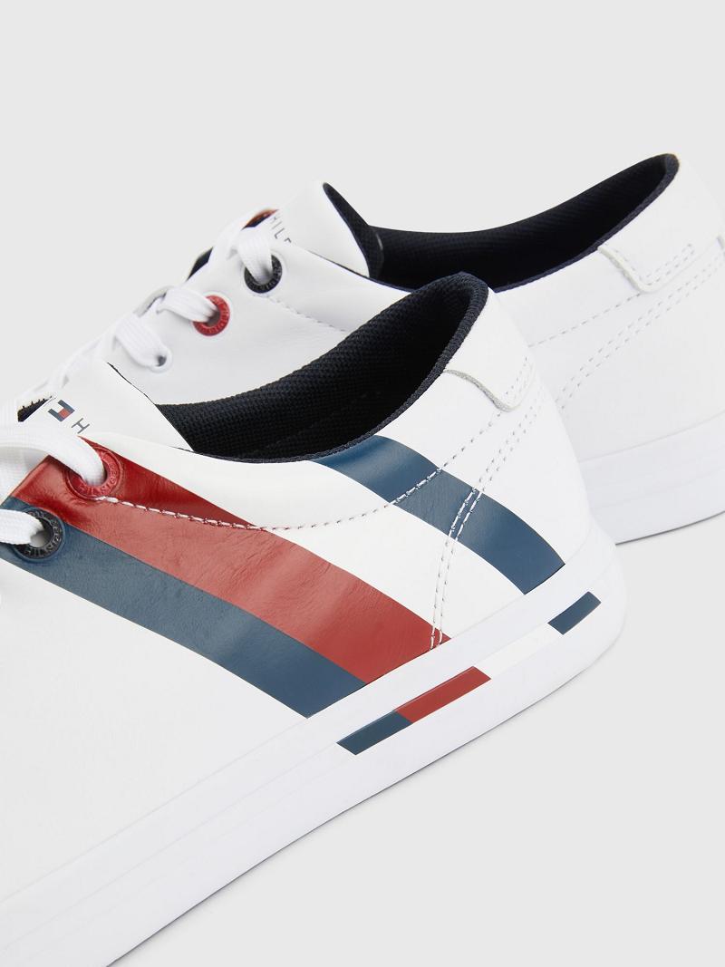 Baskets Tommy Hilfiger Stripe leather Homme Blanche | FR_M31631