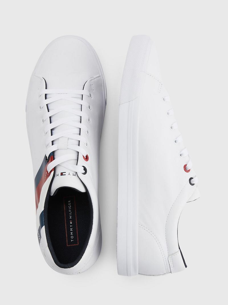 Baskets Tommy Hilfiger Stripe leather Homme Blanche | FR_M31631