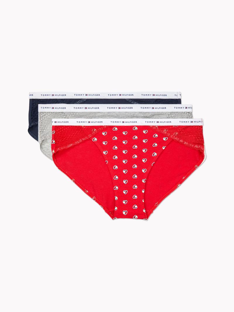 Bikinis Tommy Hilfiger Coton And Dentelle Trim 3PK Femme Rouge | FR_W21538