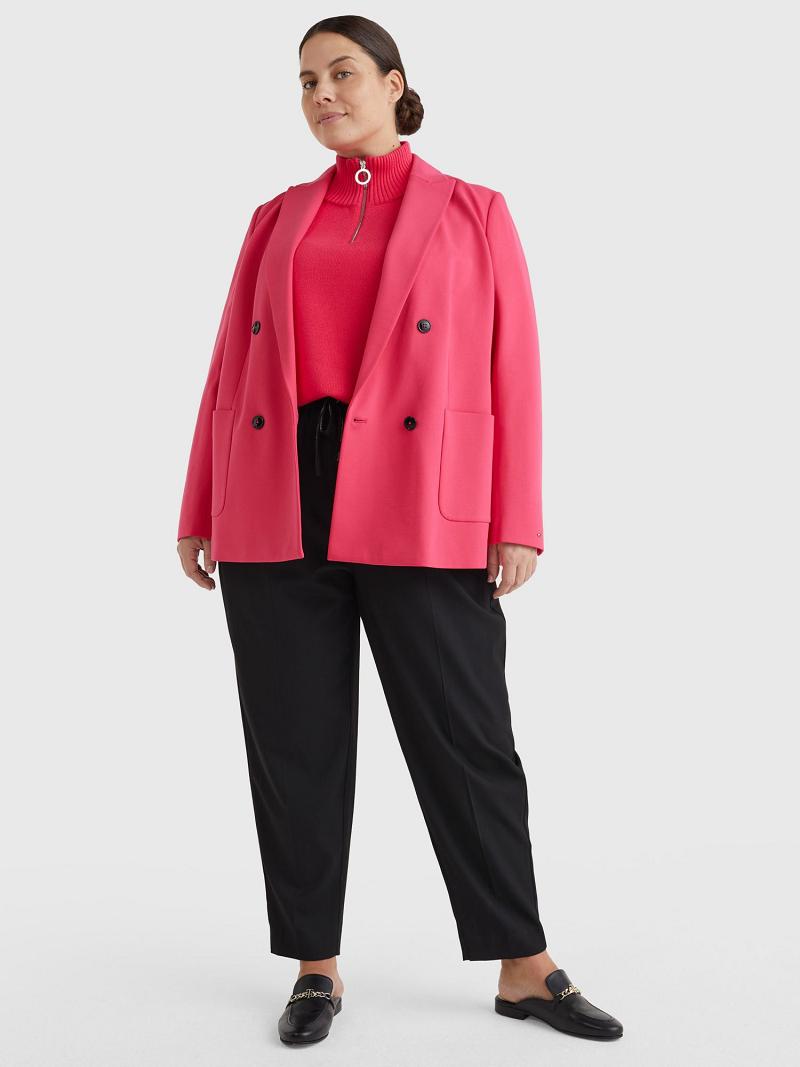 Blazer Tommy Hilfiger Curve Double-Breasted Femme Rose | FR_W21002