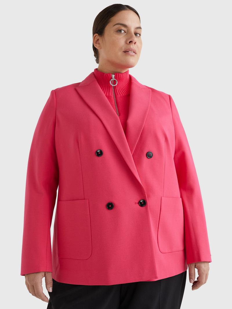 Blazer Tommy Hilfiger Curve Double-Breasted Femme Rose | FR_W21002