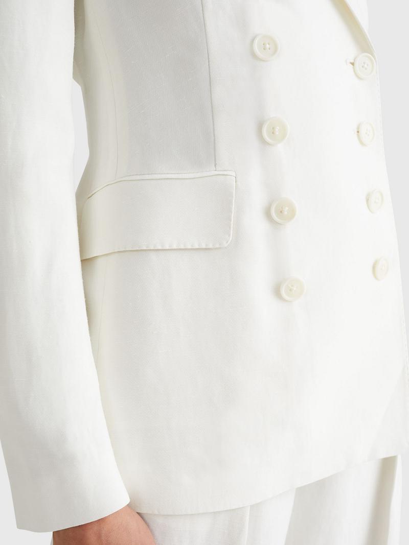 Blazer Tommy Hilfiger Double Breasted Tailored Femme Blanche | FR_W21003