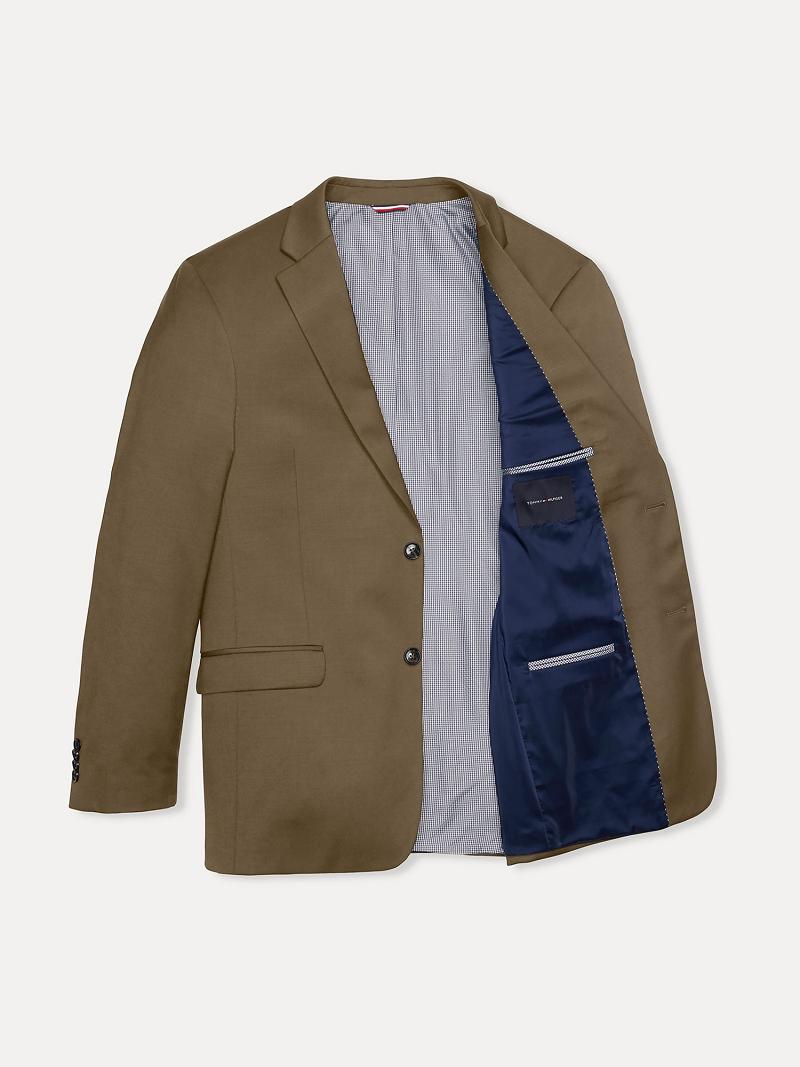 Blazer Tommy Hilfiger Regular fit tan sharkskin wool Homme Marron | FR_M31481