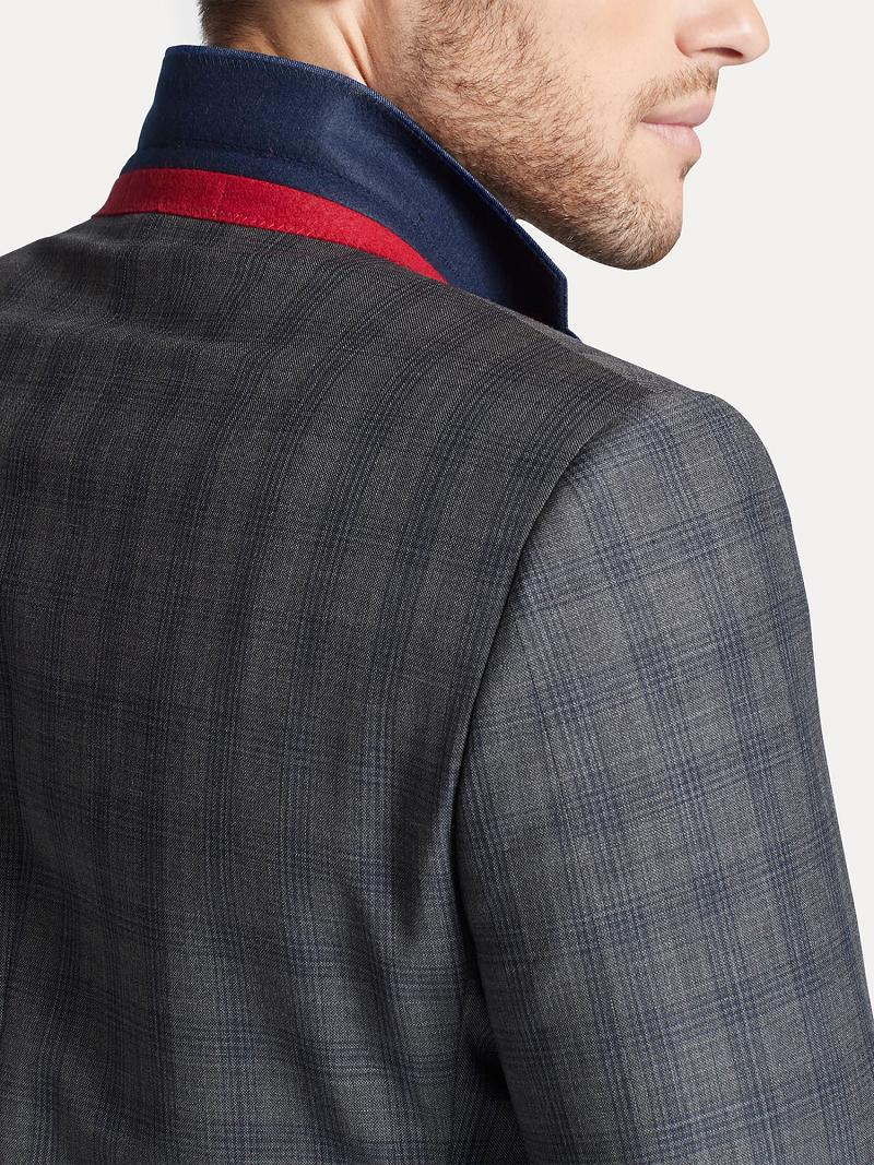 Blazer Tommy Hilfiger Regular fits windowpane check wool Homme Grise | FR_M31486