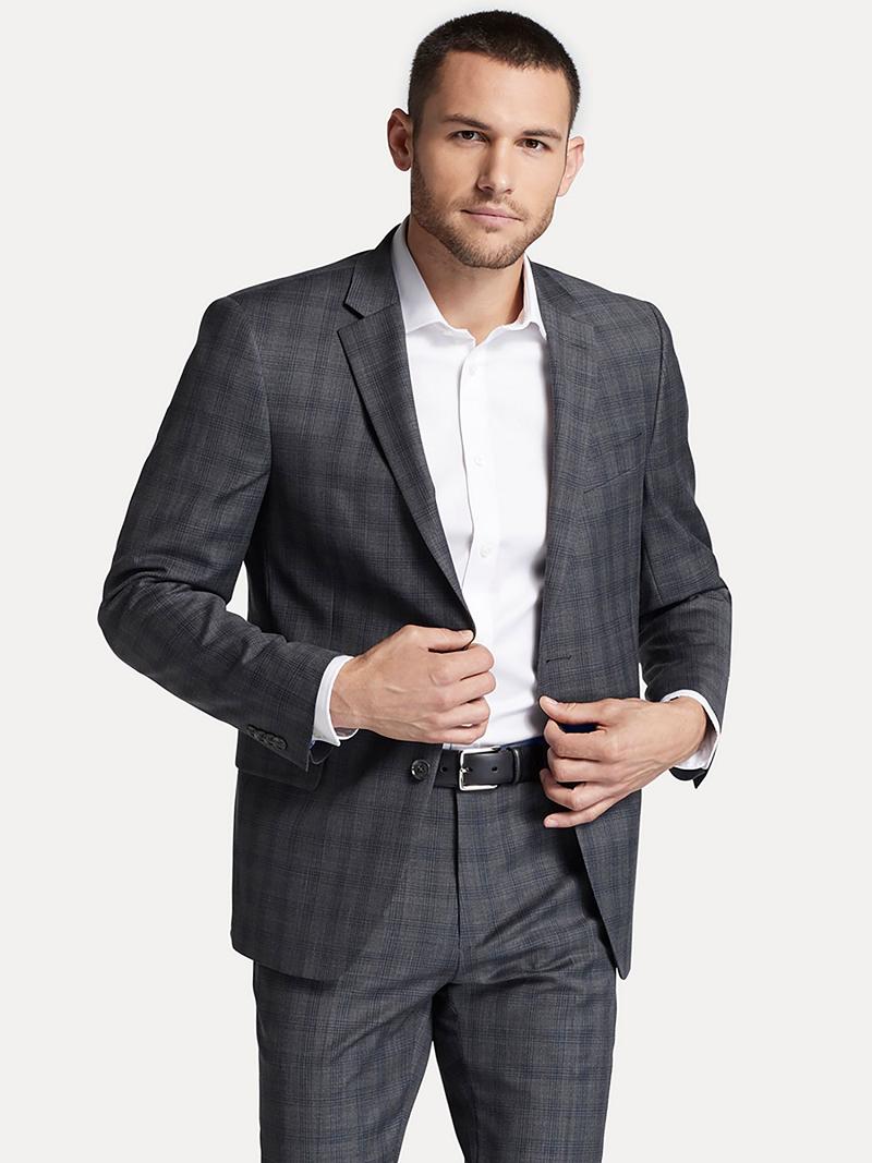 Blazer Tommy Hilfiger Regular fits windowpane check wool Homme Grise | FR_M31486