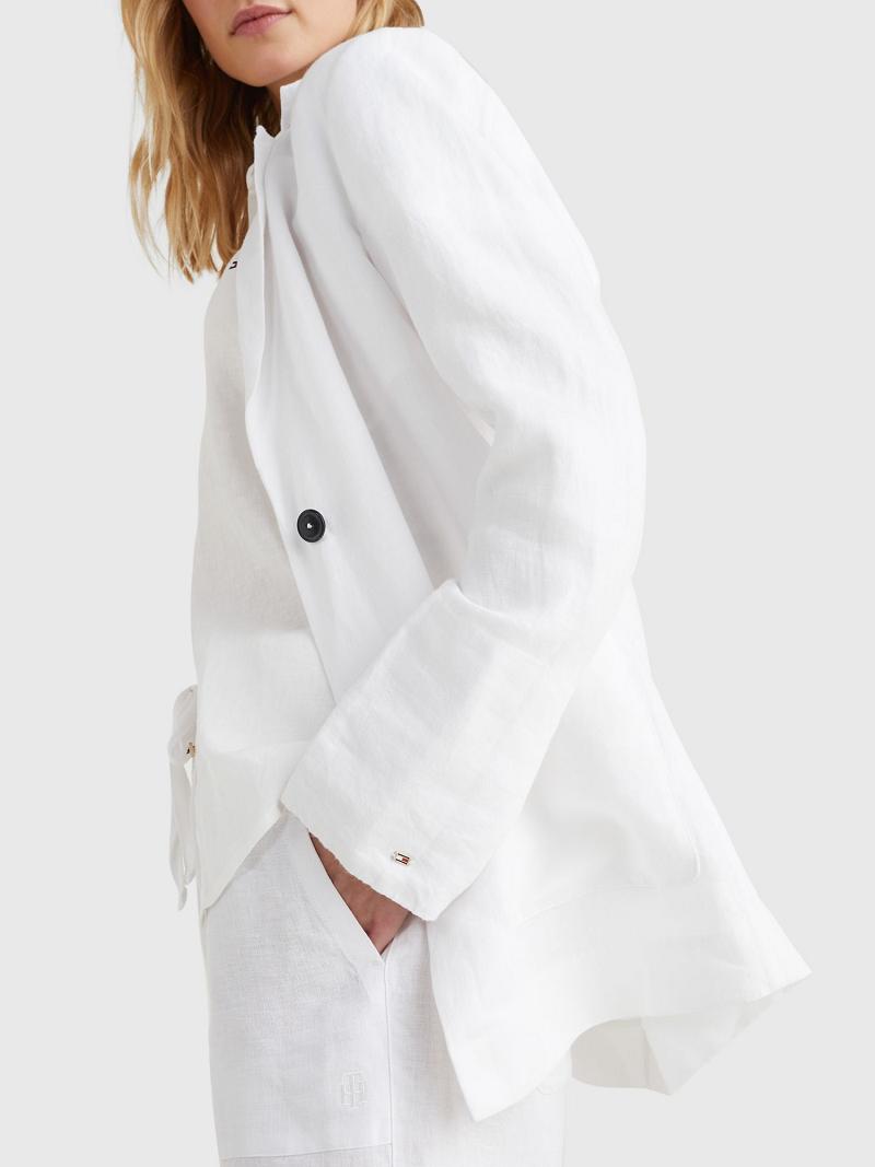 Blazer Tommy Hilfiger Relaxed Fit Linen Femme Blanche | FR_W21005