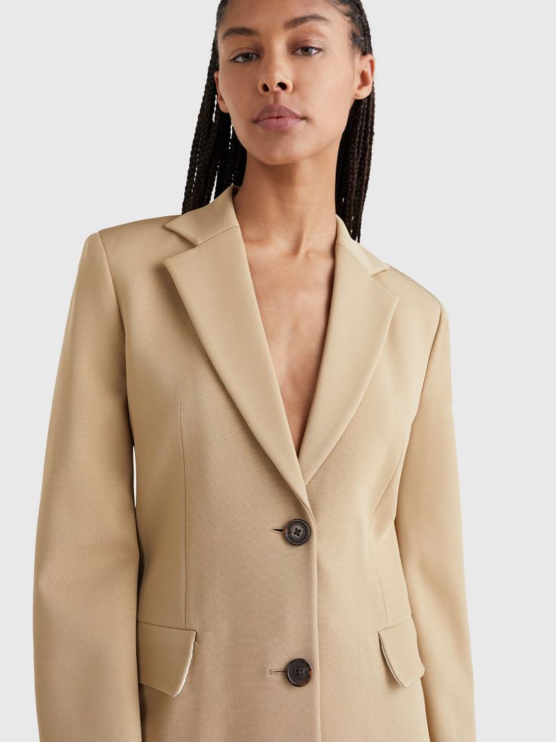 Blazer Tommy Hilfiger Scuba Tailored Femme Beige | FR_W21006