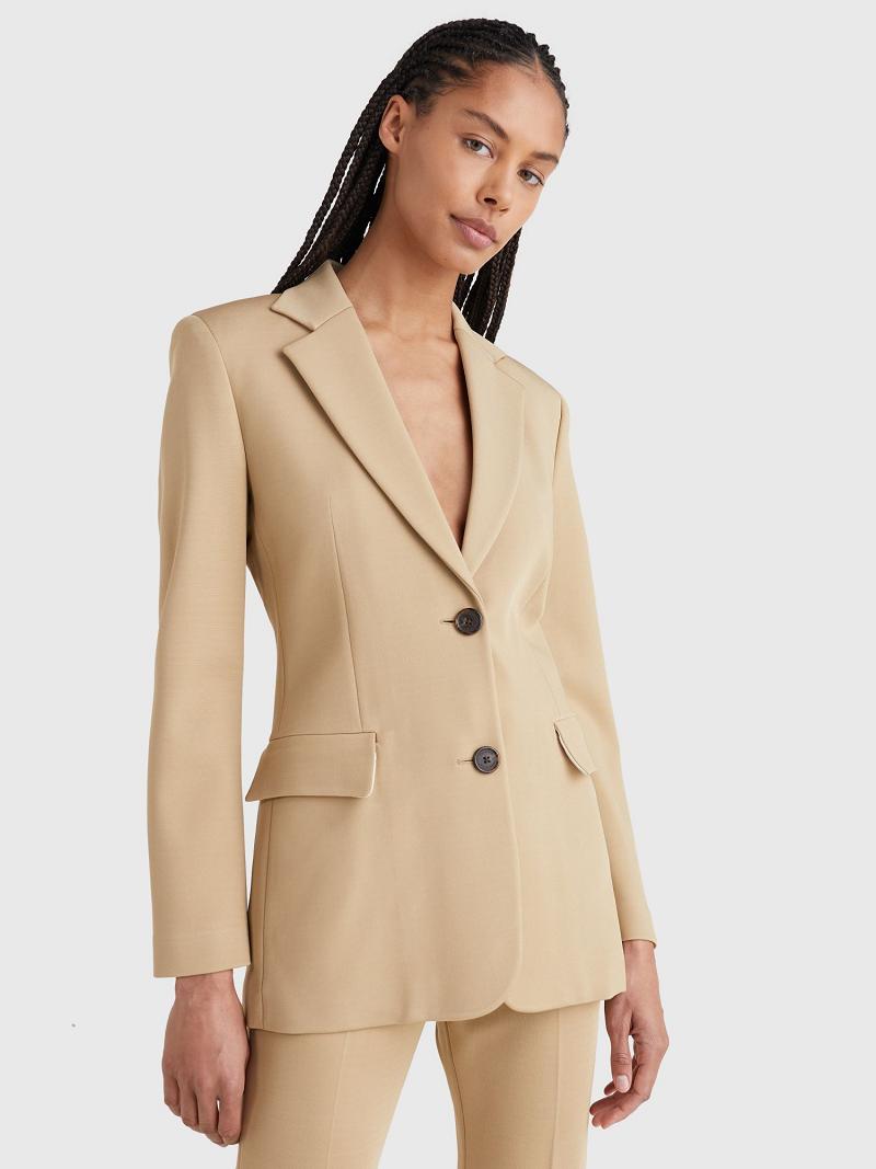 Blazer Tommy Hilfiger Scuba Tailored Femme Beige | FR_W21006