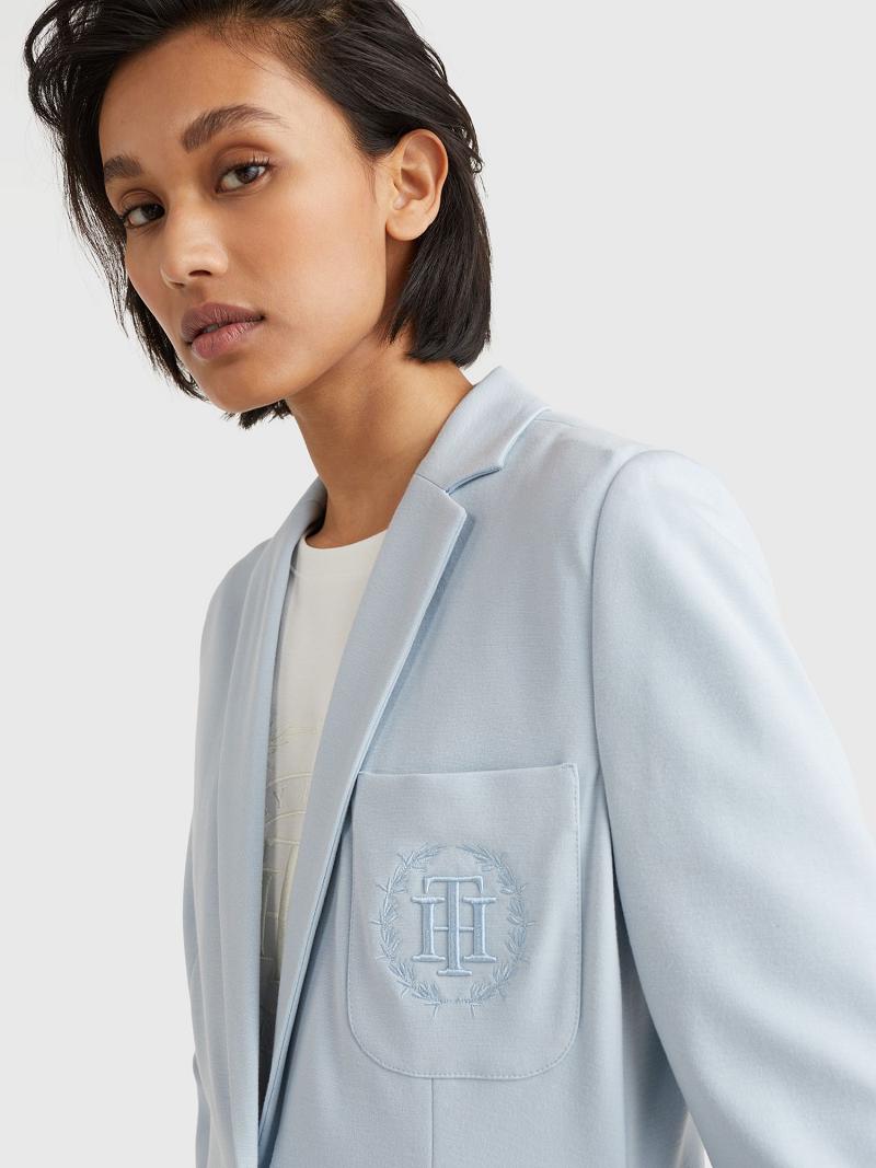 Blazer Tommy Hilfiger TH Embroidered Femme Bleu | FR_W21008