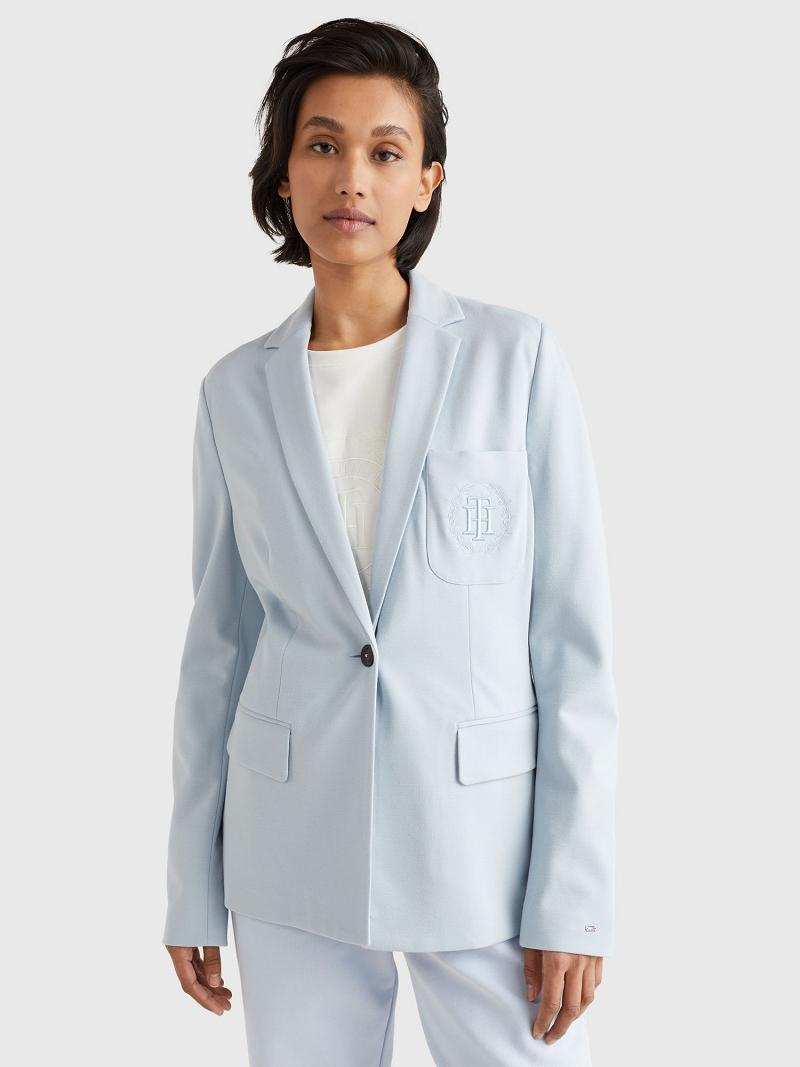 Blazer Tommy Hilfiger TH Embroidered Femme Bleu | FR_W21008