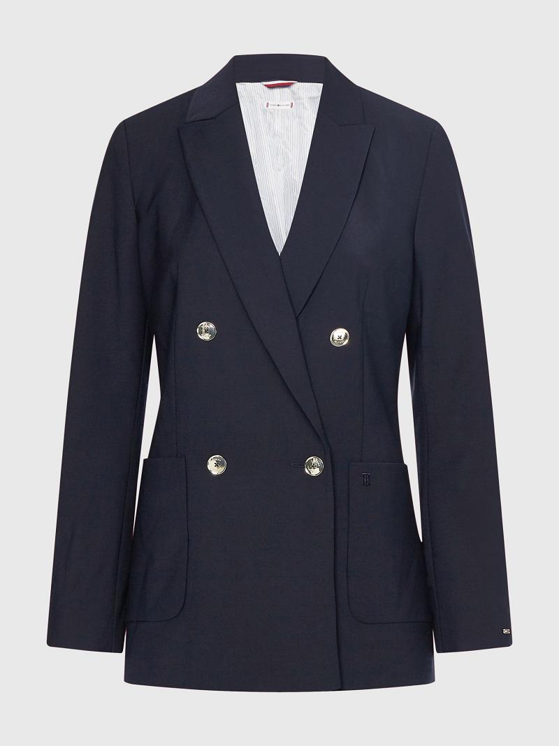 Blazer Tommy Hilfiger Wool Femme Bleu Marine | FR_W21009