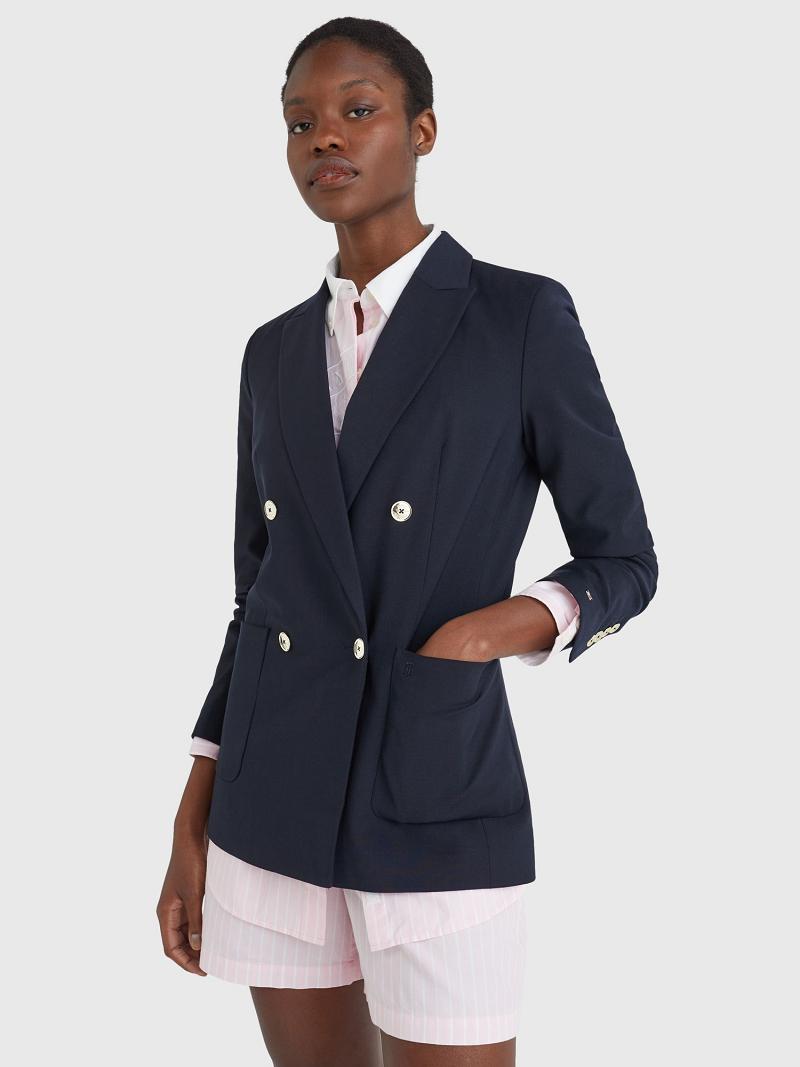 Blazer Tommy Hilfiger Wool Femme Bleu Marine | FR_W21009