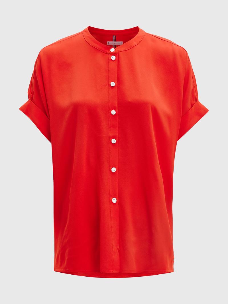 Blouses Tommy Hilfiger Crepe Viscose Femme Orange | FR_W21010