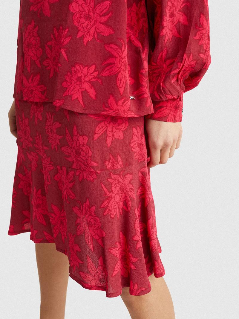 Blouses Tommy Hilfiger Floral Crepe Popover Femme Rouge | FR_W21013