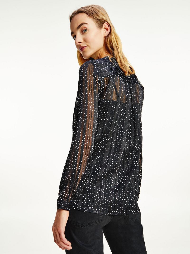 Blouses Tommy Hilfiger Metallic Polka Dot Femme Noir | FR_W21016