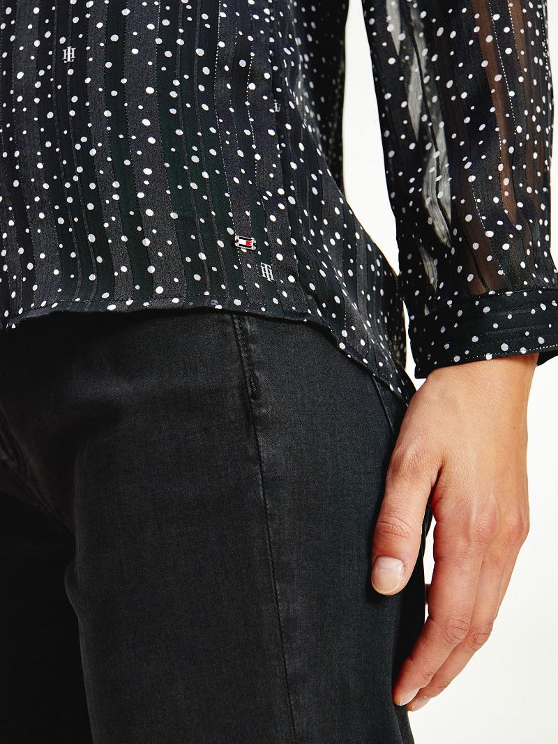 Blouses Tommy Hilfiger Metallic Polka Dot Femme Noir | FR_W21016