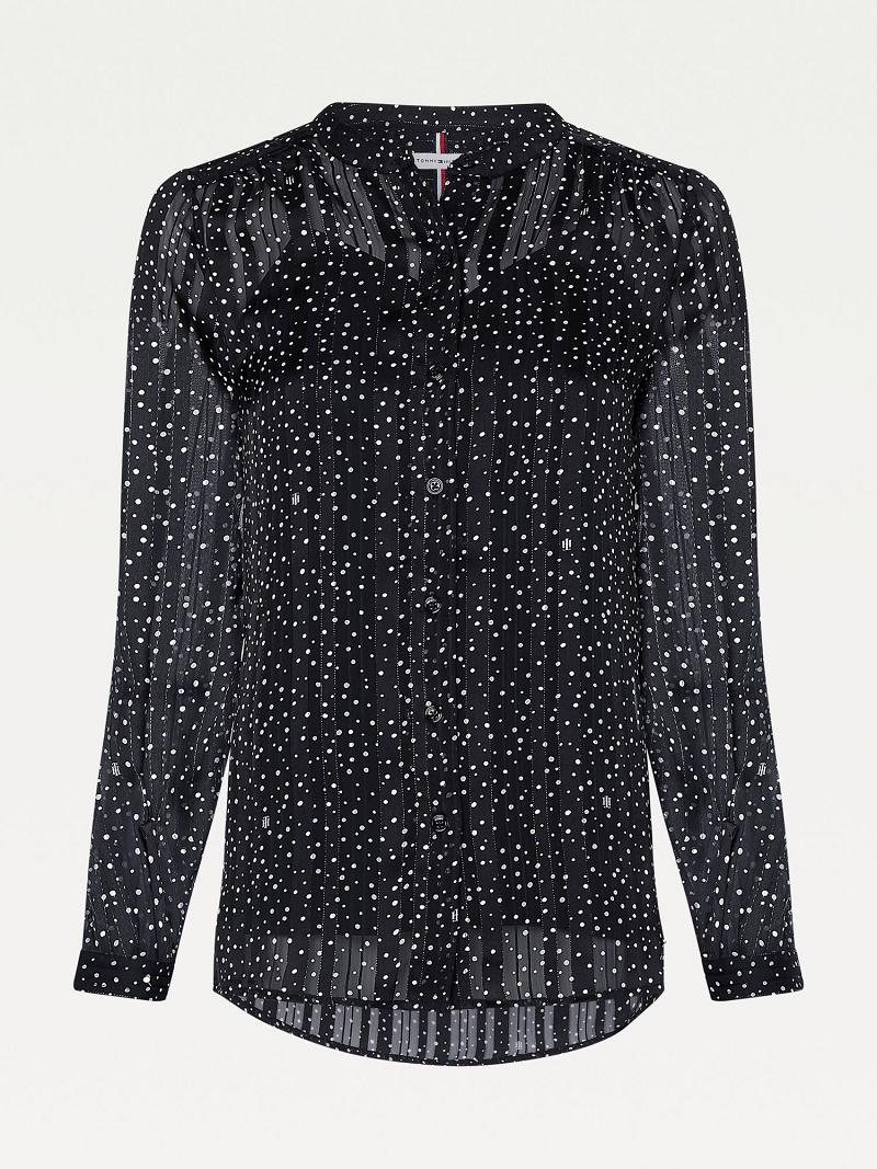 Blouses Tommy Hilfiger Metallic Polka Dot Femme Noir | FR_W21016