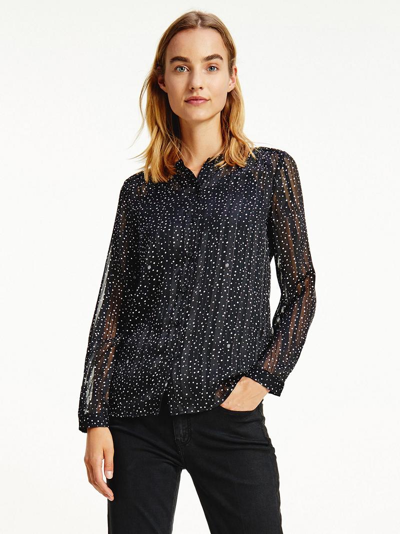 Blouses Tommy Hilfiger Metallic Polka Dot Femme Noir | FR_W21016