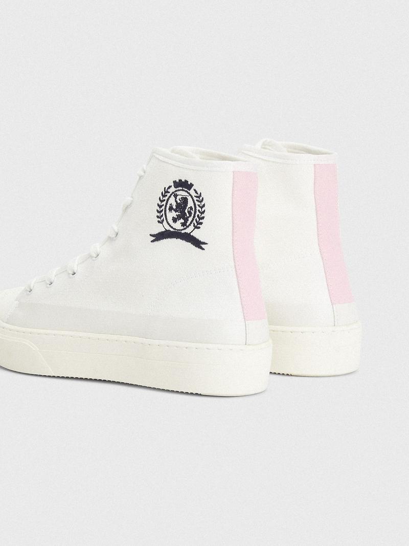 Bottes Tommy Hilfiger Crest High-Top Femme Blanche | FR_W21585