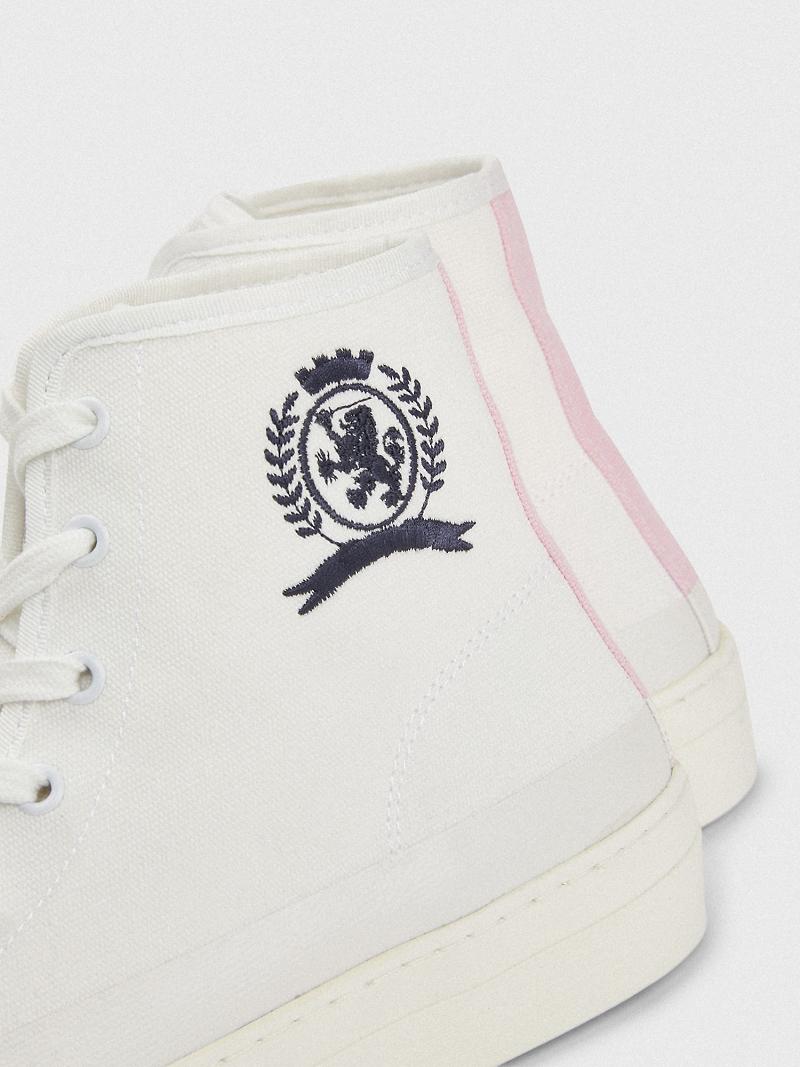 Bottes Tommy Hilfiger Crest High-Top Femme Blanche | FR_W21585