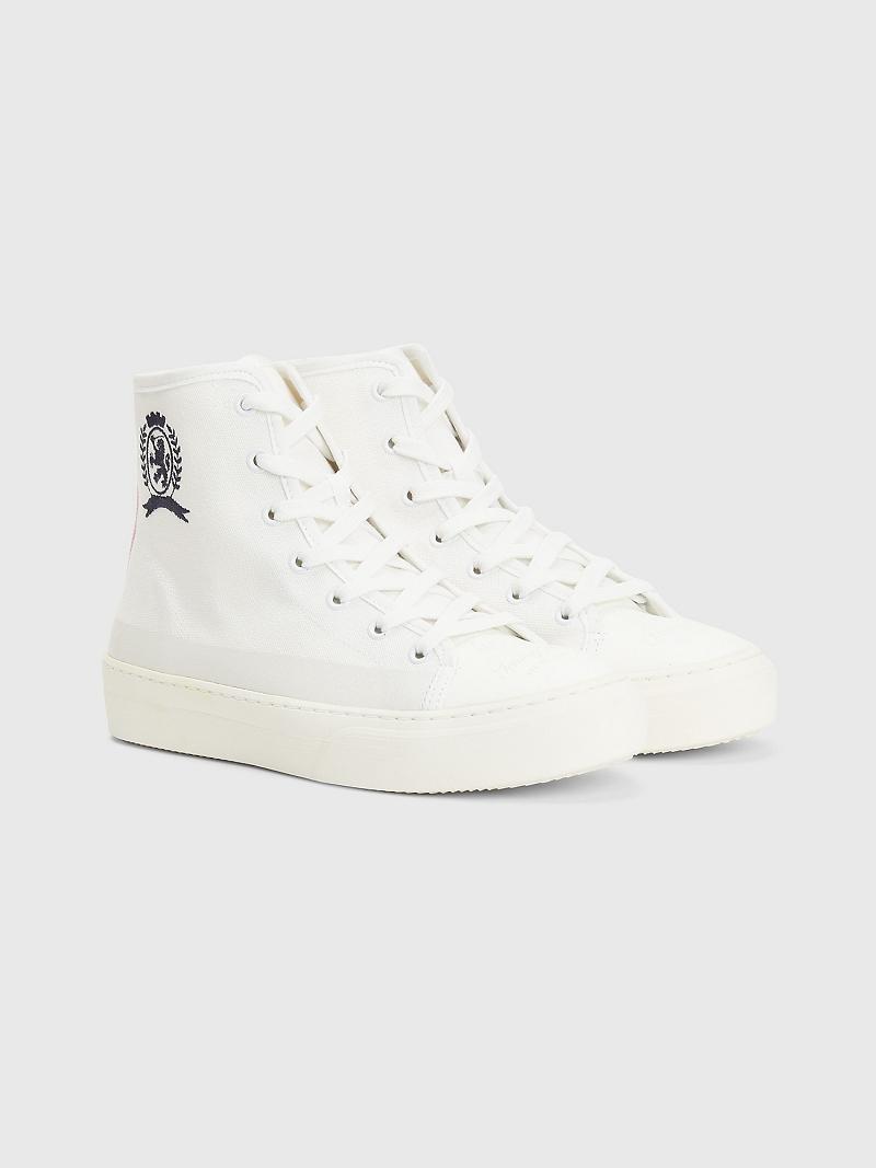 Bottes Tommy Hilfiger Crest High-Top Femme Blanche | FR_W21585