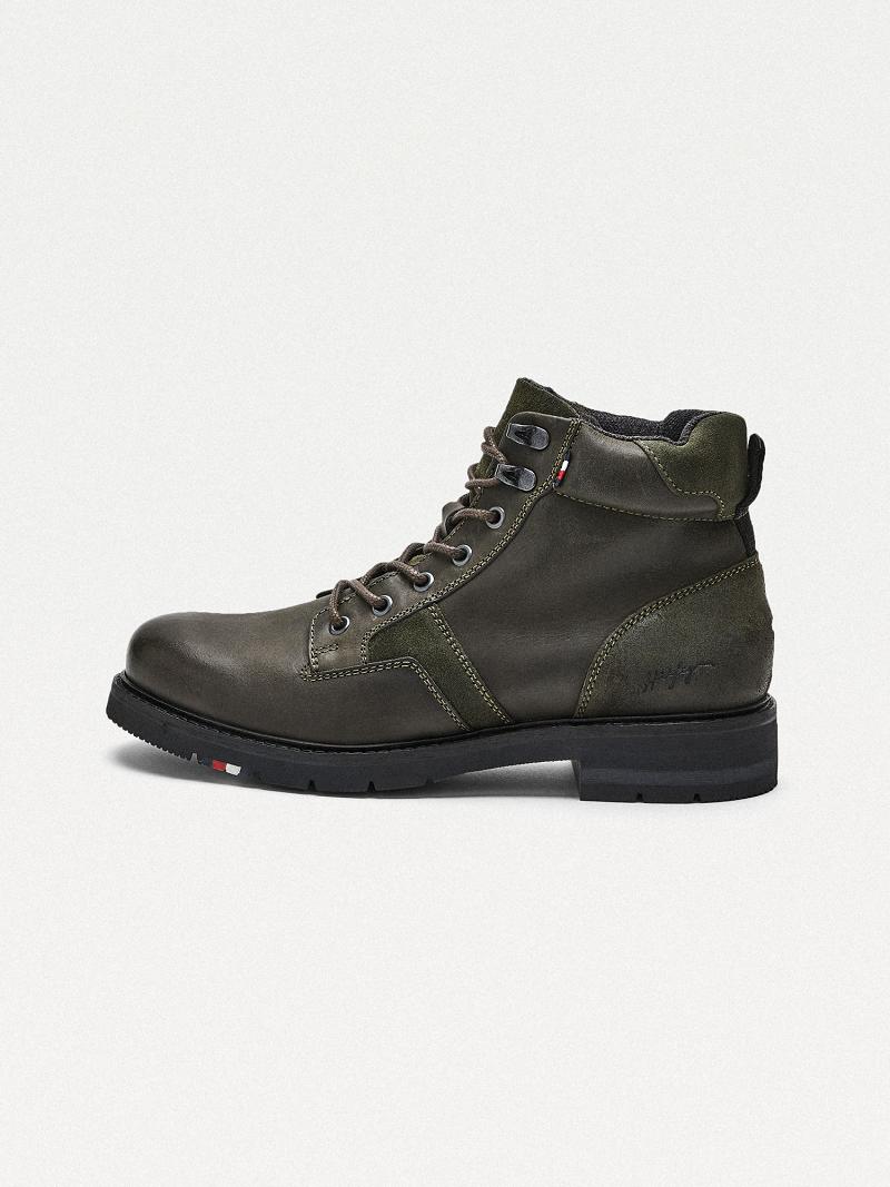 Bottes Tommy Hilfiger Cuir mix Homme Vert | FR_M31686