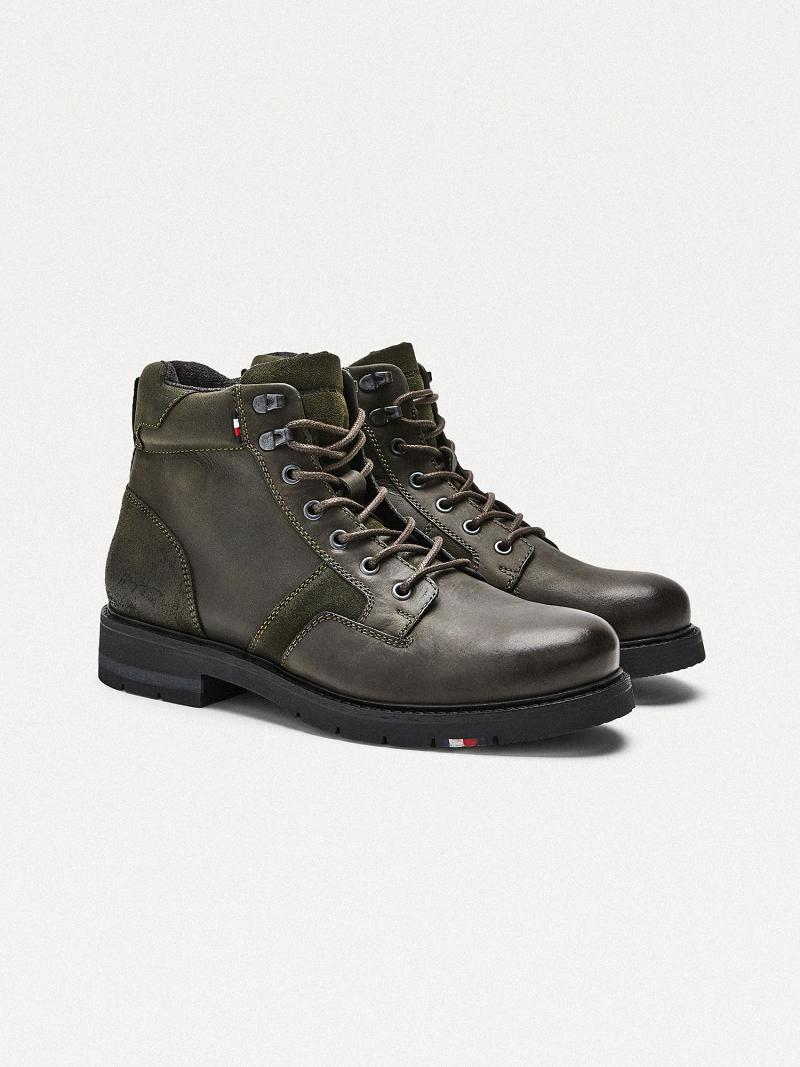 Bottes Tommy Hilfiger Cuir mix Homme Vert | FR_M31686