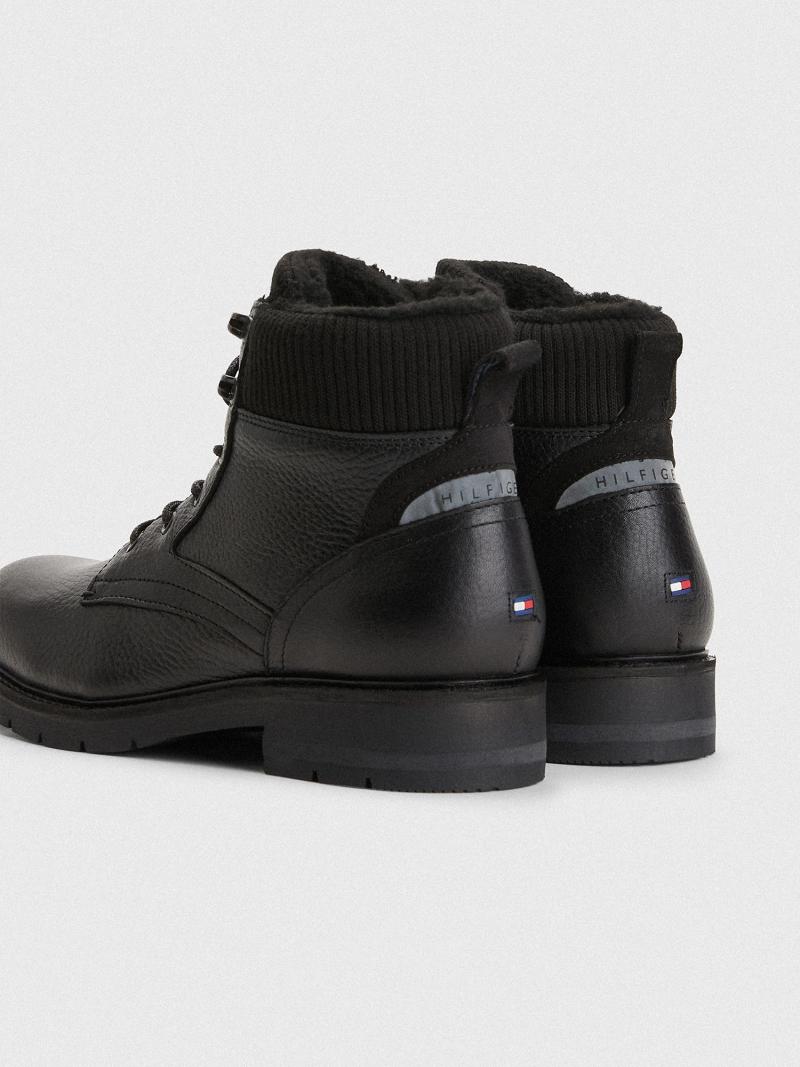 Bottes Tommy Hilfiger Sherpa-lined leather Homme Noir | FR_M31689