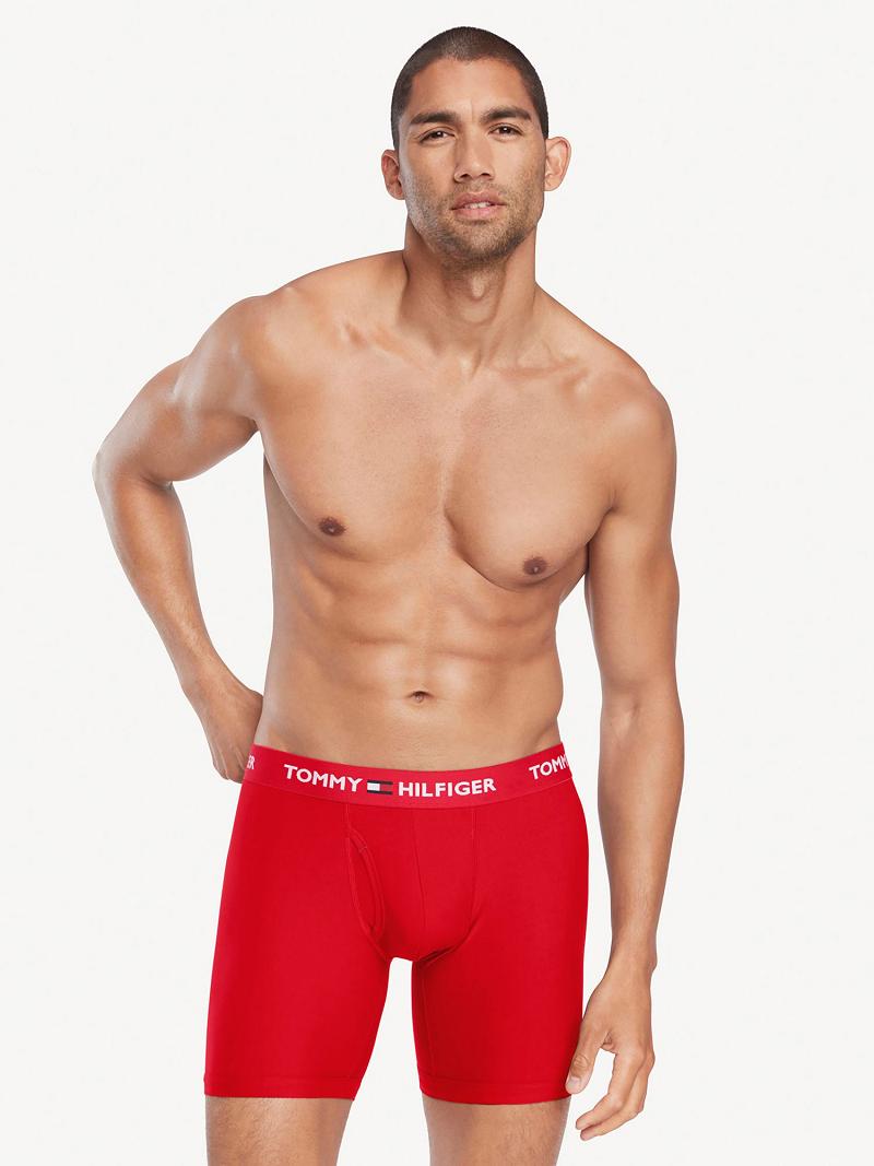 Boxer Briefs Tommy Hilfiger Everyday microfiber boxer brief 3pk Homme Rouge | FR_M31601