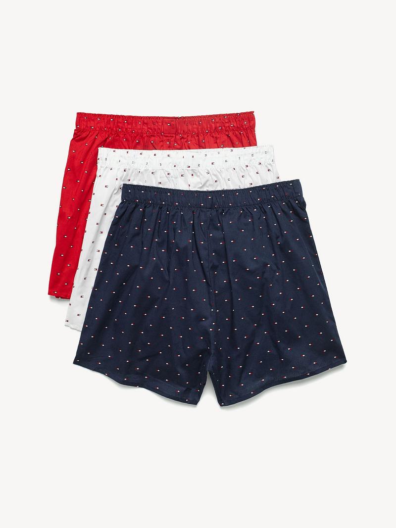 Boxers Tommy Hilfiger Coton classics woven boxer 3pk Homme Blanche Bleu Marine Rouge | FR_M31560