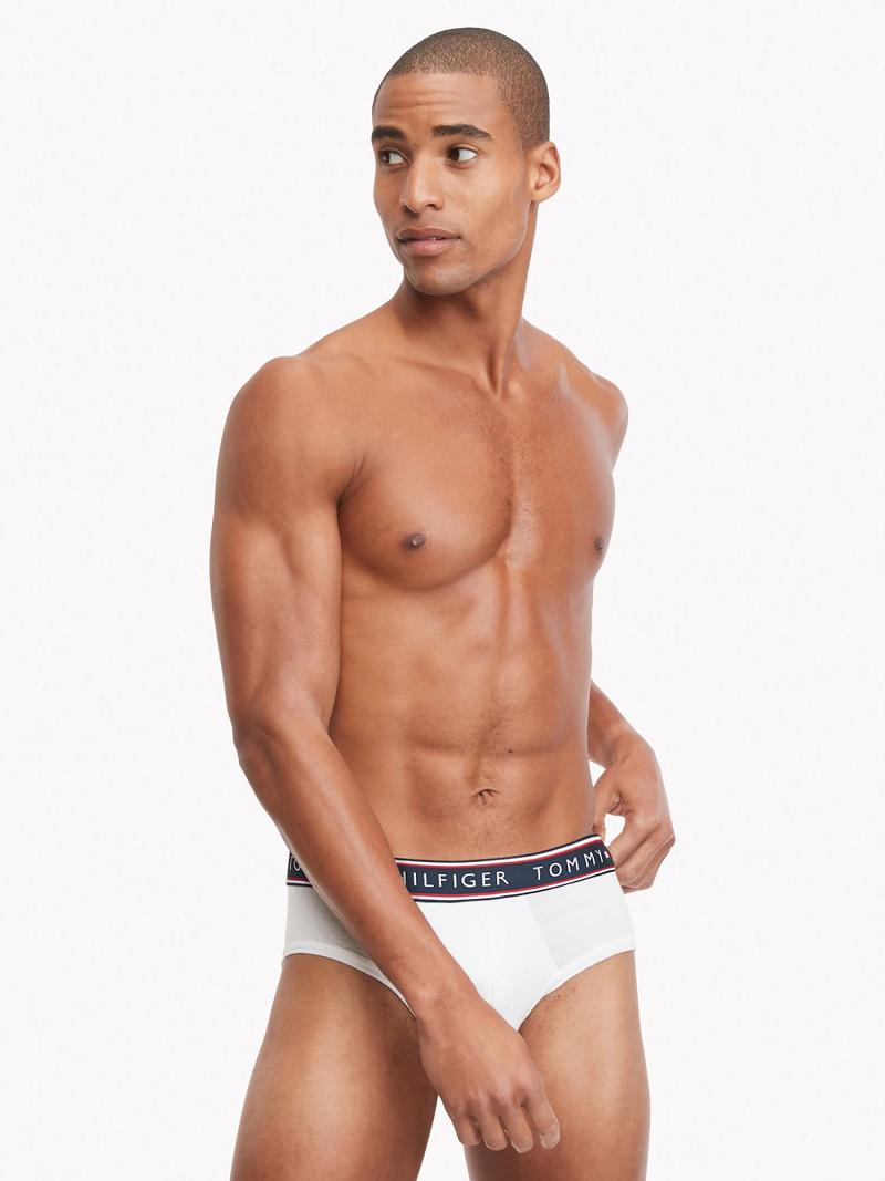 Briefs Tommy Hilfiger Coton stretch brief 4pk Homme Blanche | FR_M31546