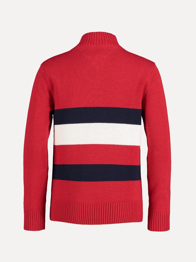 Chandails Tommy Hilfiger Big Flag Quarter-Zip Enfant Rouge | FR_B2109