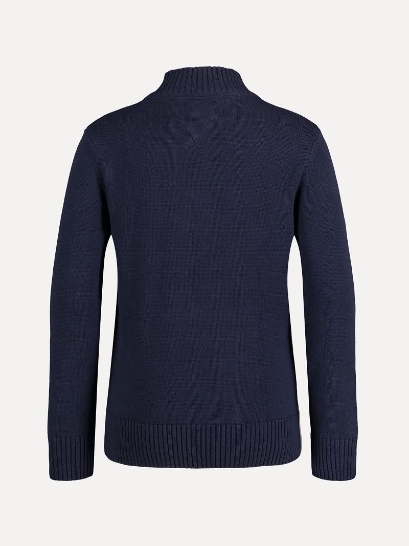 Chandails Tommy Hilfiger Big Mockneck Enfant Bleu Marine | FR_B2110