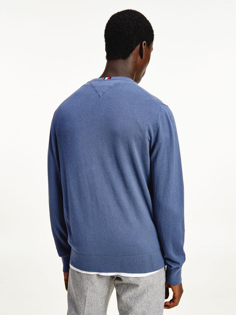 Chandails Tommy Hilfiger Coton cashmere crewneck Homme Bleu | FR_M31155