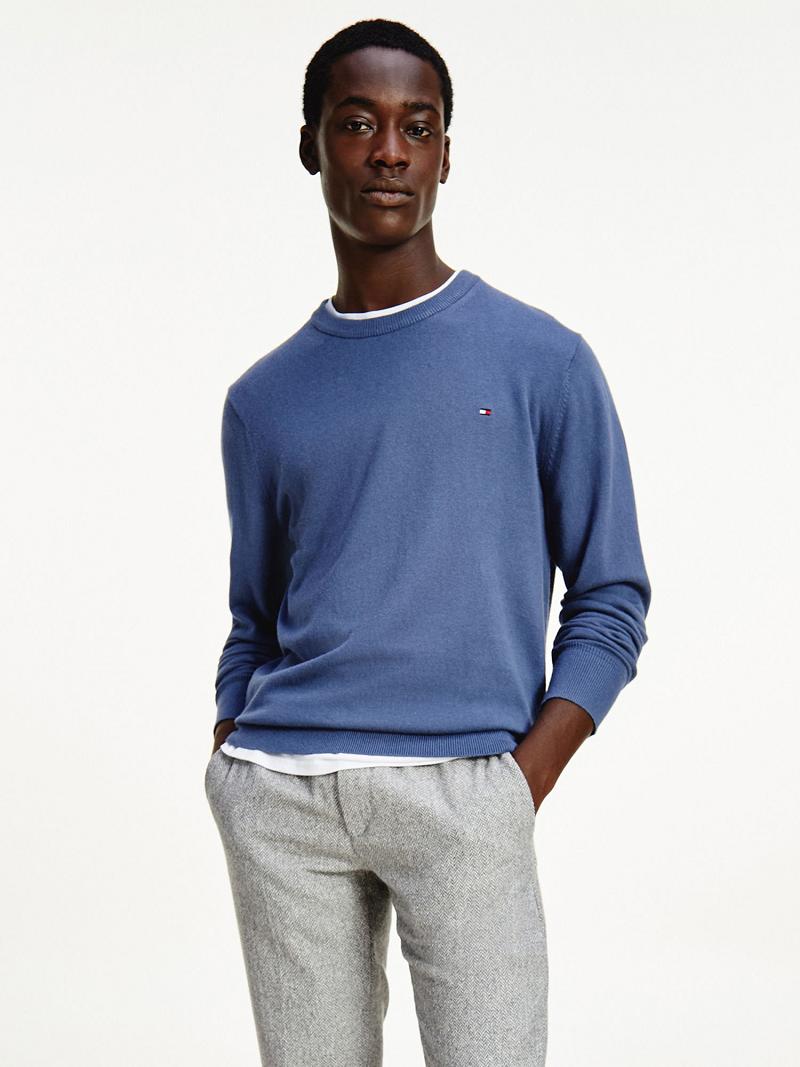 Chandails Tommy Hilfiger Coton cashmere crewneck Homme Bleu | FR_M31155