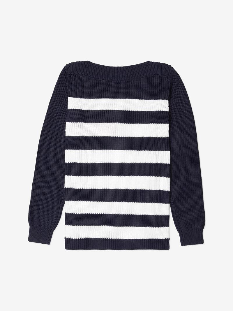 Chandails Tommy Hilfiger Essential Cable-Knit Flag Femme Bleu Marine | FR_W21345