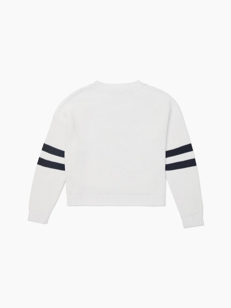 Chandails Tommy Hilfiger Essential Cropped H Femme Blanche | FR_W21346