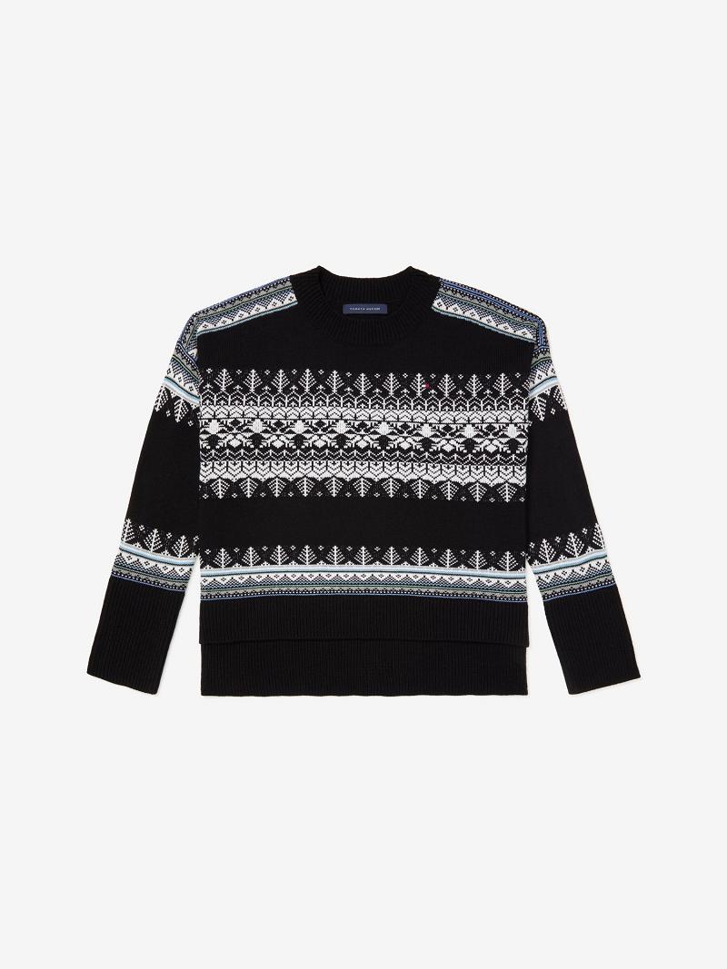 Chandails Tommy Hilfiger Essential Fair Isle Femme Noir | FR_W21347