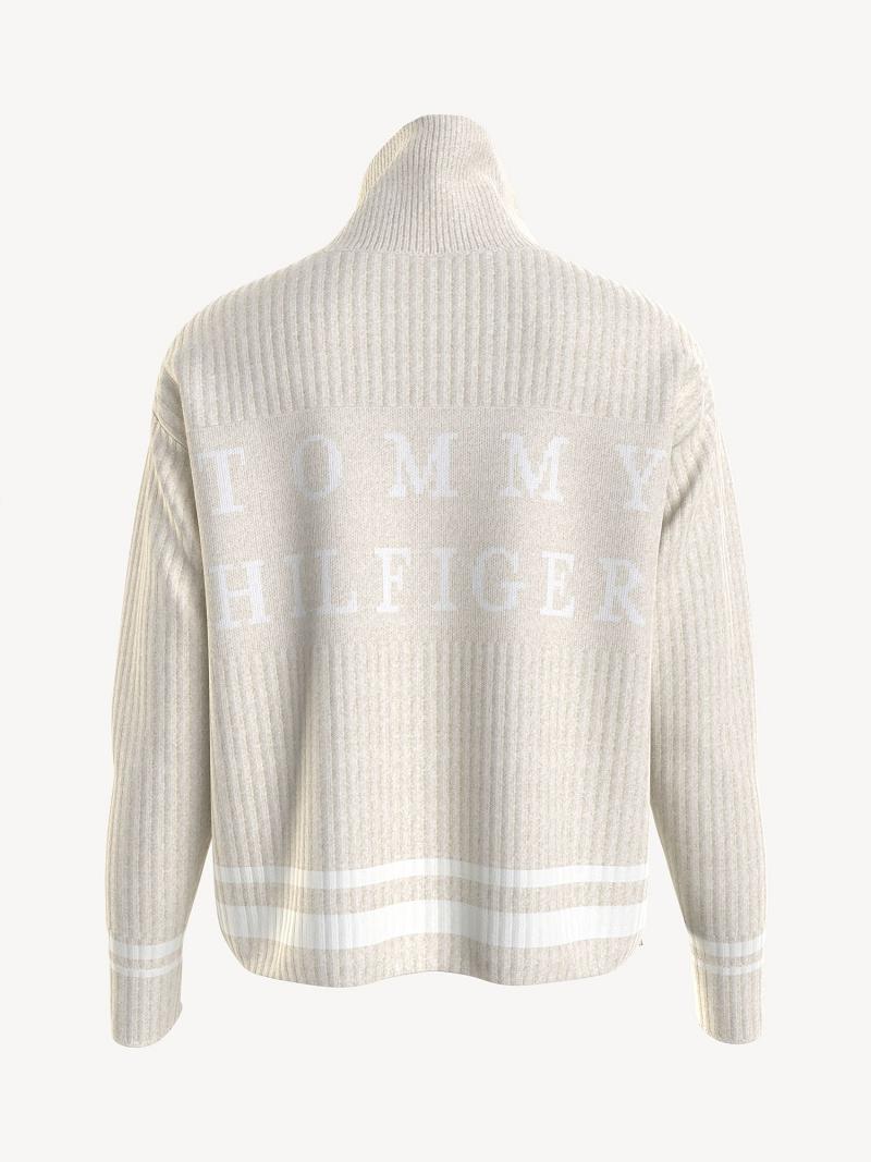 Chandails Tommy Hilfiger Essential Side-Zip Turtleneck Femme Blanche | FR_W21349