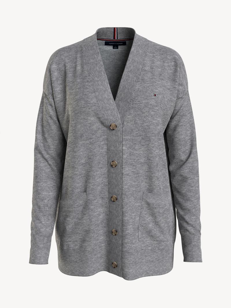 Chandails Tommy Hilfiger Essential Solid Cardigan Femme Grise | FR_W21350