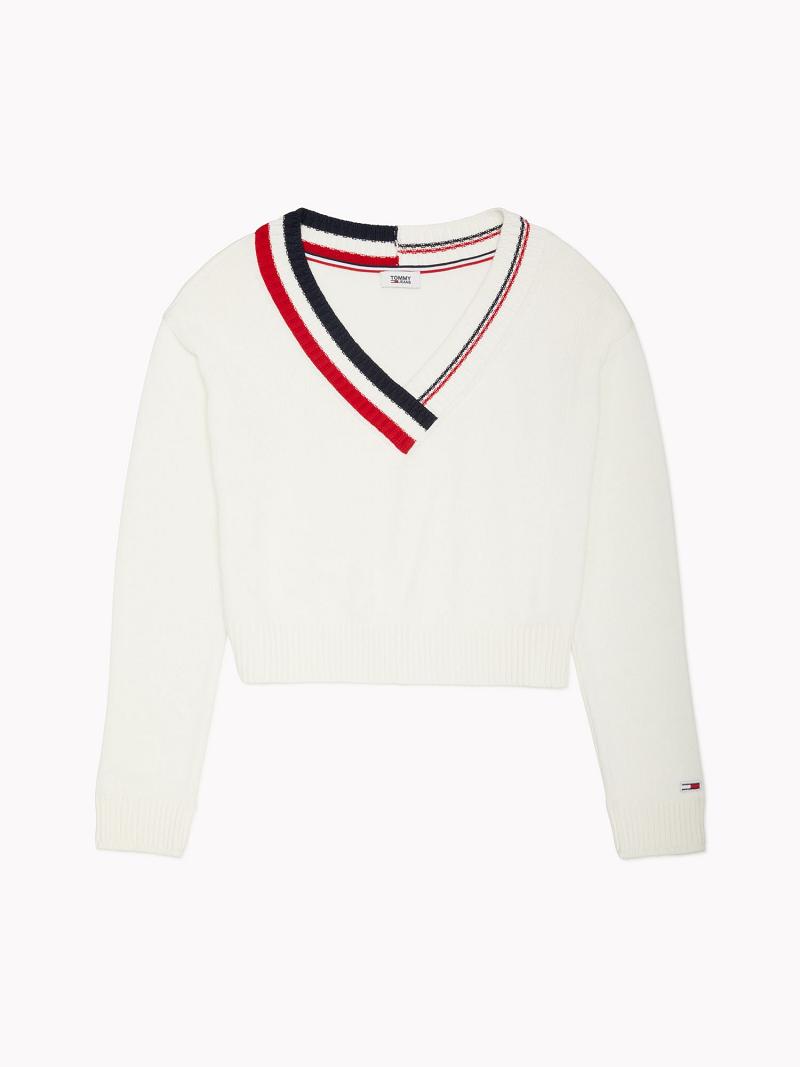 Chandails Tommy Hilfiger Essential Varsity Femme Blanche | FR_W21353