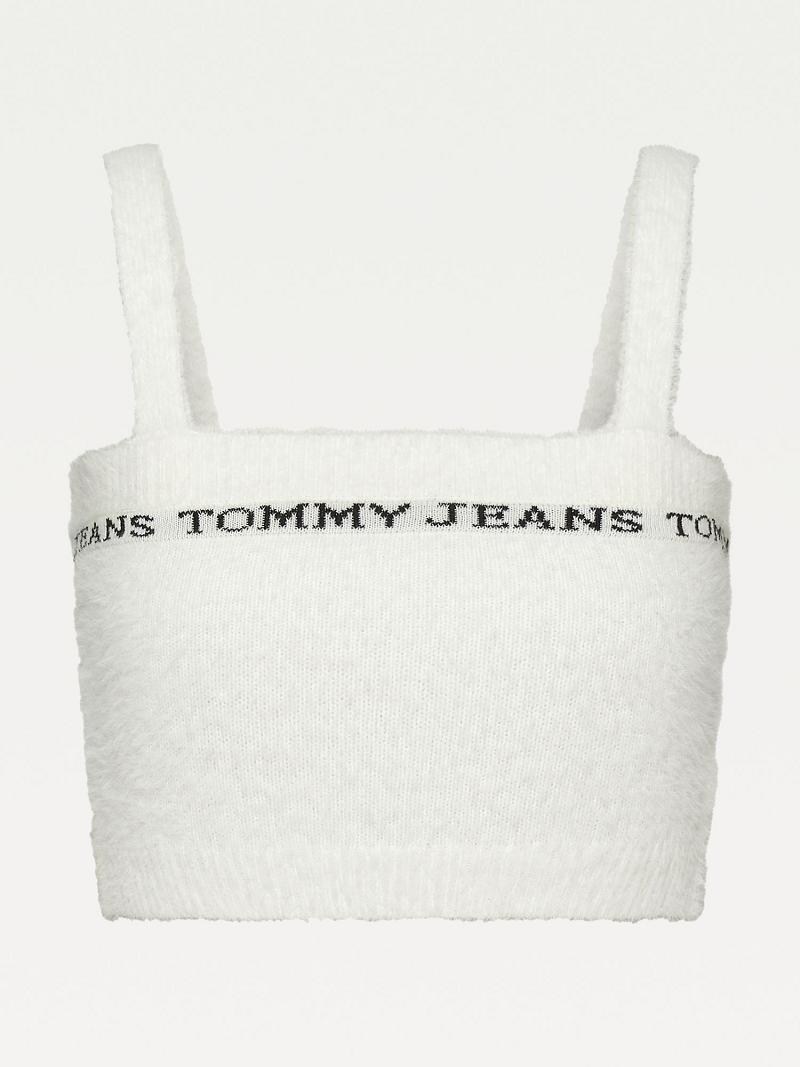 Chandails Tommy Hilfiger Recycled Fuzzy Camisole Femme Blanche | FR_W21362